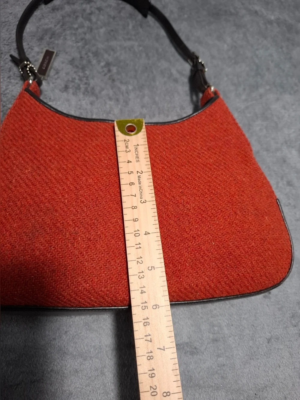 Coach Y2K Rust Red Shoulder Bag with Sharm Tweed Rush Red And Brown Handbag 8125